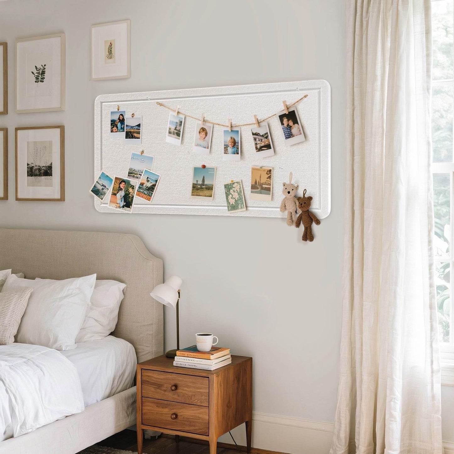 Bulletin Board, 35 x 17 1/2 inches Felt Board - Decorative Pin Board, Cork Board Alternative for Wall, Foldable Picture Board Self-Adhesive Vision Board Prayer Board with 20 Pushpins - White