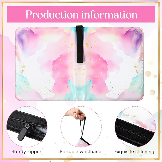 Card Binder 4/9 Pocket PU Waterproof Trading Binder Compatible with Mtg/ygo/tcg for 400/900 Portable Album Holder with Zipper Wristband Card Organizer