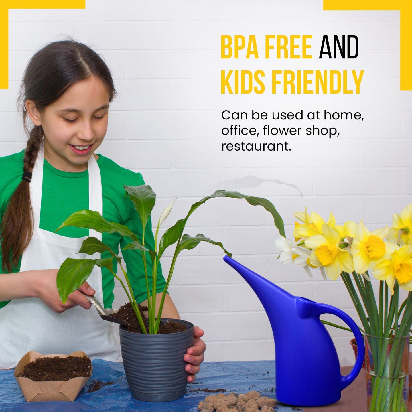 KP KOOL PRODUCTS Watering Can 1/2 Gallon - Small Watering Can for Indoor Plants - Outdoor Watering Can - Blue Plant Waterer - Plastic Watering Can for Garden - 1 Pack