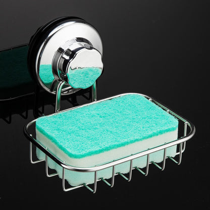 SANNO Suction Cup Soap Holder, Soap Dish Saver Tray Bar Soap Sponge Holder for Shower Wall, Bathroom, Tub and Kitchen Sink Stainless Steel