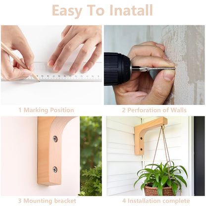 Tritaraesa Wooden Plant Hanger Hooks for Indoor Hanging Plants, Farmhouse Wooden Hanging Baskets for Wall Plant Hooks Heavy Duty for Flower Pots Wind Chimes and Bird Feeders (Upgraded Natural 2 Pack)