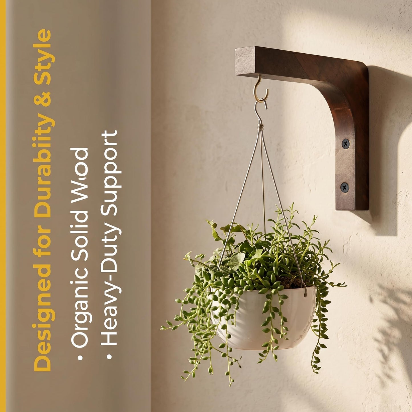 ARTiFiXPRO 2-Pack Wood Wall Hooks for Hanging Plants, Heavy-Duty Wooden Plant Hanger Bracket