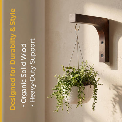 ARTiFiXPRO 2-Pack Wood Wall Hooks for Hanging Plants, Heavy-Duty Wooden Plant Hanger Bracket