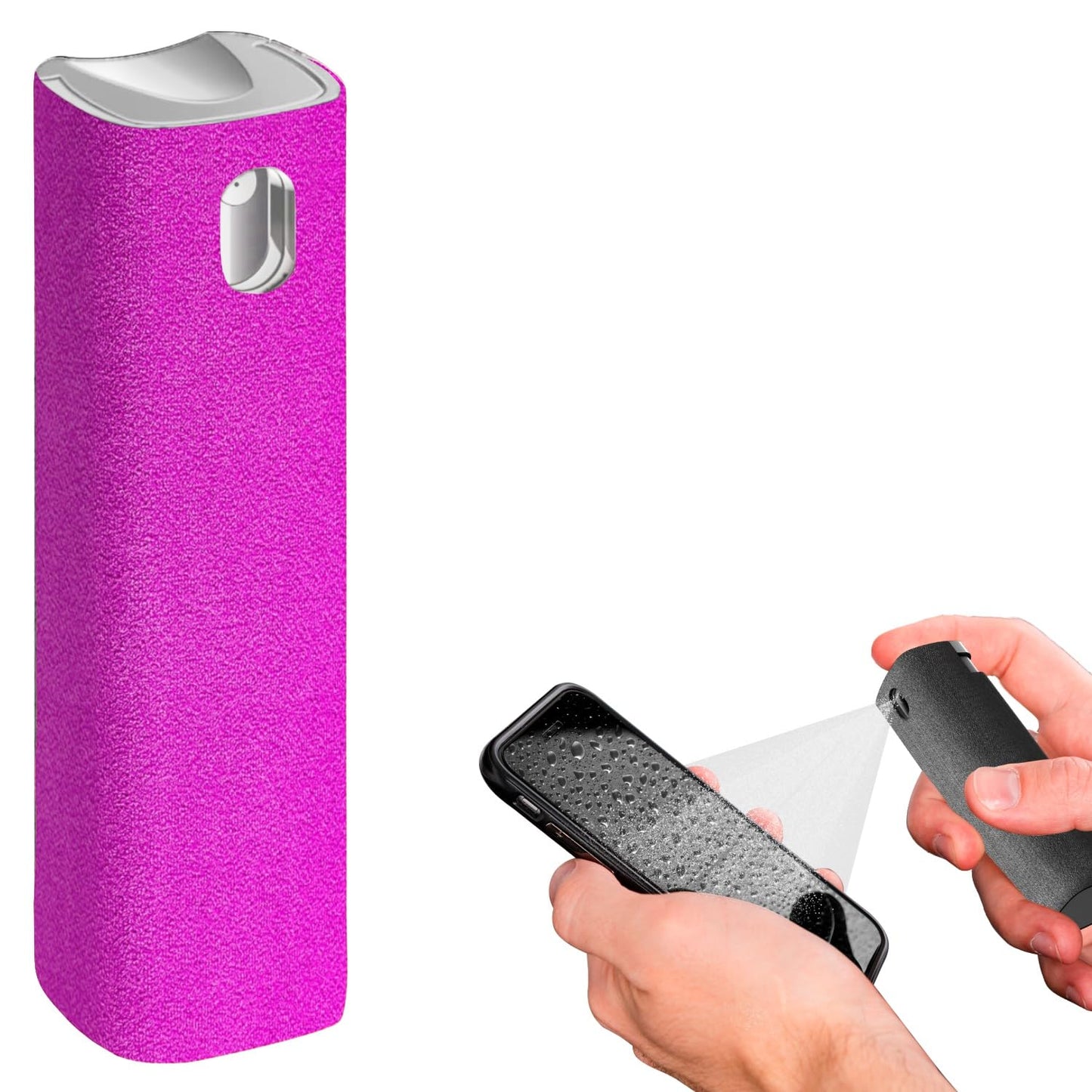 Mini Screen Cleaner Spray – Finger Proof Screen Cleaner for Smartphones, iPads, MacBooks, Laptops, Car Screens, Touchscreens – 3 in1 Mist Cleaner, Microfiber Cloth and Protective Cover (Grey)