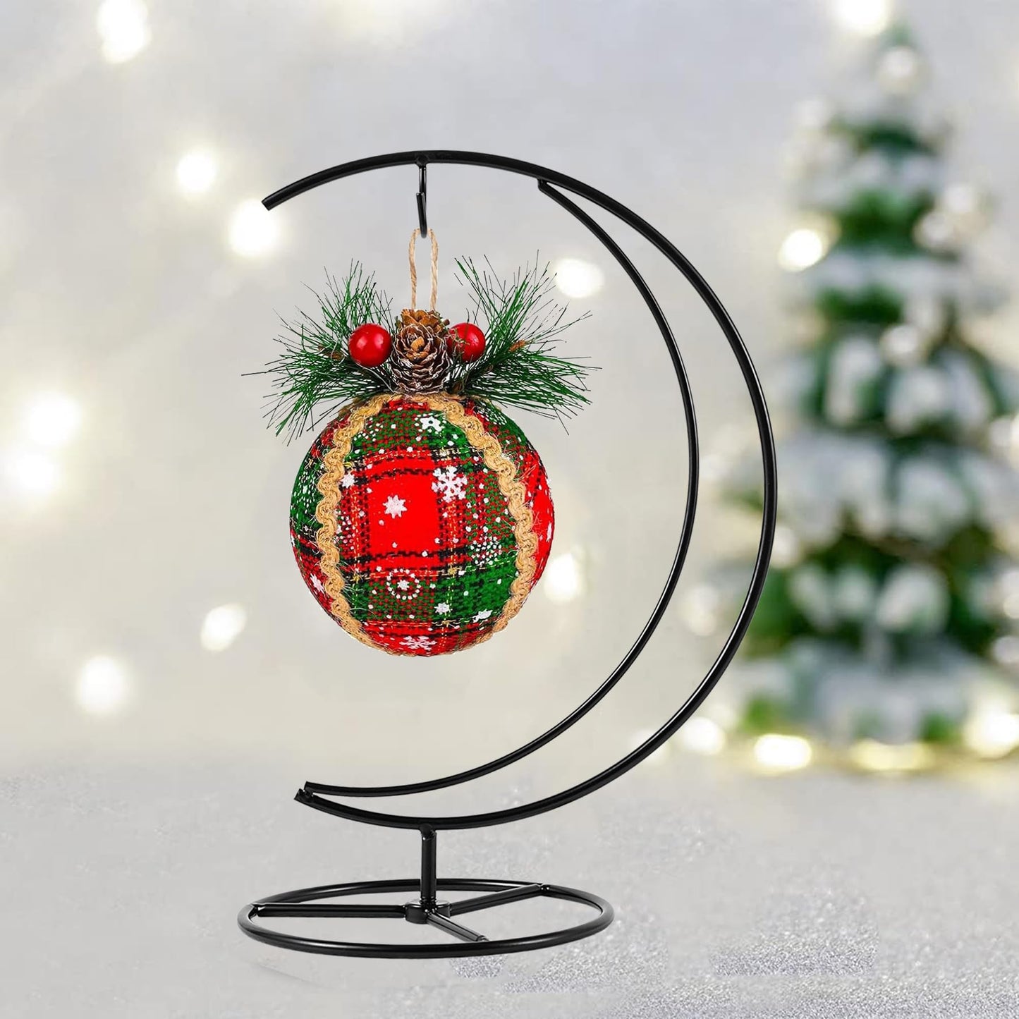 YOLDEGII Ornament Display Stand, Ornament Hanger Holder Glass Ball Air Plant Holder, Hanging Terrarium Stand for Christmas Wedding, Home Office Decor(BigMoon-Style)