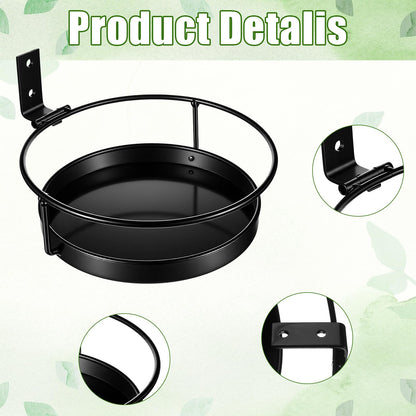 Afcabakila 2 Pcs Wall Mounted Plant Holder, Black Metal Flower Pot Hanger for IIndoor Outdoor Decorative Floating Shelves Planter Hanger Racks, Iron Wall Shelf with Ring for Balcony Living Room Decor