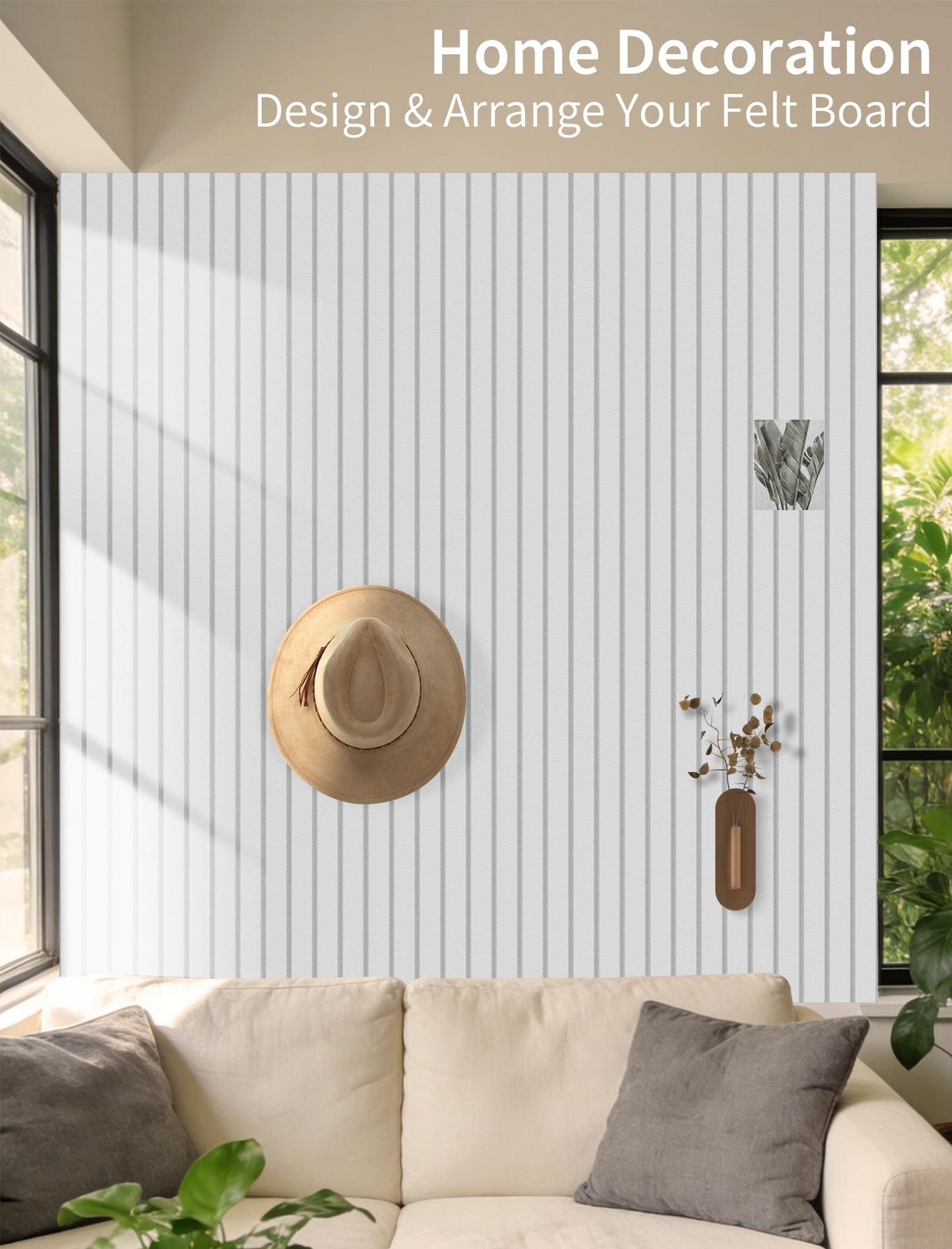 Large Bulletin Board 48"x 24" Cork Boards for Walls, 8 Pack Felt Wall Panels Photo Board, Cork Board for Office Home Pin Board