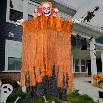 Kendane Halloween Decorations Outdoor and Indoor,Halloween Hanging Ghosts,Scary Grim Reaper Skeleton with Light-Up Eyes and Creepy Sound,Scary Party Decorations for Yard,Lawn,Haunted House Decor