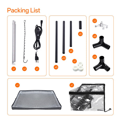 Bstrip Indoor Greenhouse with Grow Light, Mini EVA Tent with PET Base Mat, Ventilation Windows & Zippered Door, 18W Tabletop Greenhouse Light for Seed Starting with Timer, 23.8" x 15.7" x 20.5"