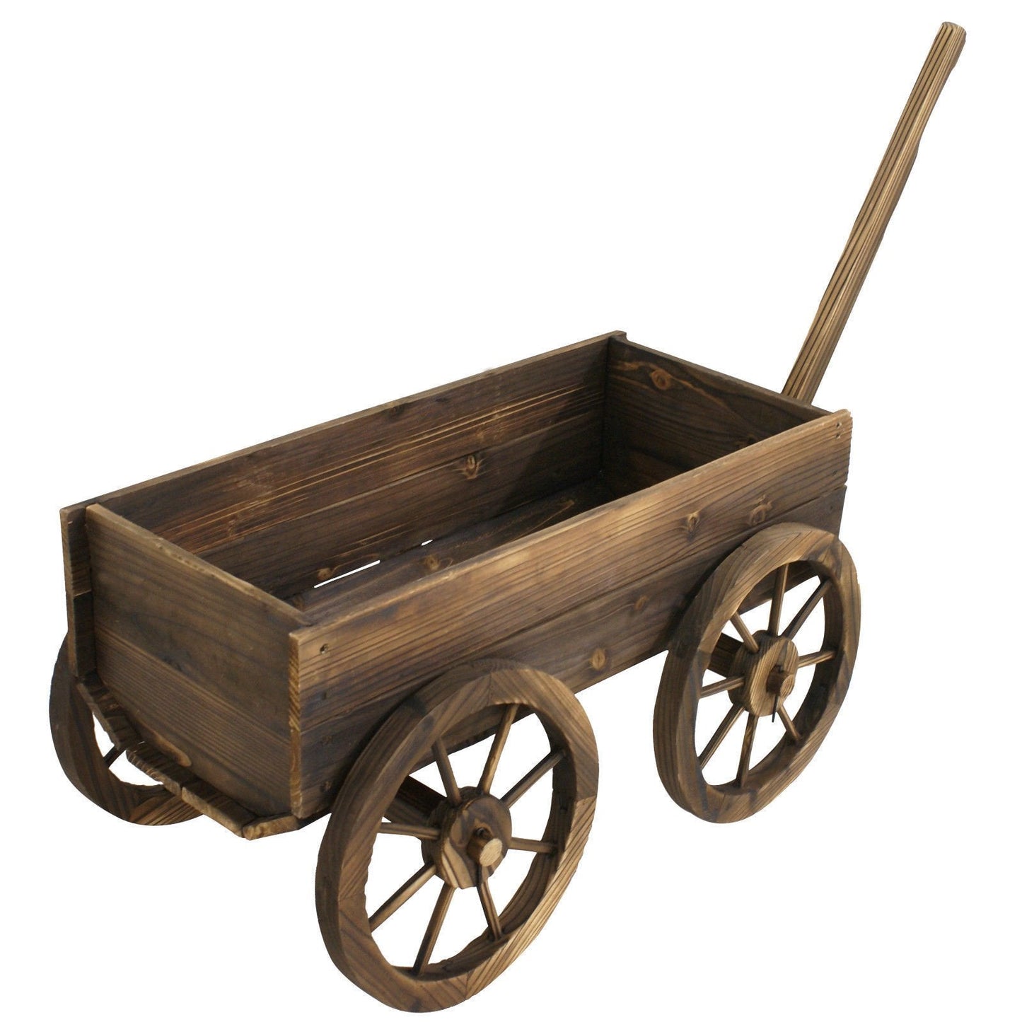 Rungfa Garden Wood Wagon Flower Planter Pot Stand with Wheels Home Outdoor Decor