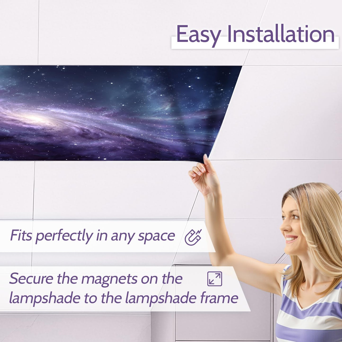 Starry Sky Magnetic Light Covers 8-Pack (2×4 ft) – Night Sky Ceiling Filters, Tool-Free Magnetic Mount, Flame-Resistant & Heat-Safe, Soften Glare & Protect Eyes, Classroom/Office/Home