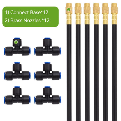 Drip Irrigation Parts ONLY 6pcs of 360° Adjustable Arm Sprayer Copper Nozzles and Quick Connect Base - No Tubing No Faucet Adapter