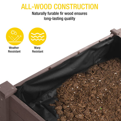 Aivituvin 52.7x22x30in Raised Garden Bed, Elevated Wood Planter Box Stand with Wheels for Outdoor Gardening, Liner Included, 230lbs Capacity