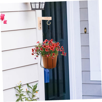 Kichvoe Wooden Plant Hanger Hooks 2pcs Heavy-Duty Wall-Mounted Indoor Plant Hanging Brackets for Flowerpots with Natural Wood Finish Suitable for Patio and Garden