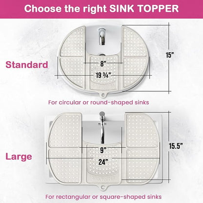 Sink Topper Bathroom Counter Cover & Storage Saver, Foldable Mat for Hot Tools, Hair Styling & Makeup, Beauty Brush Cleaning Mat, RV Camper Sink Cover & for Small Spaces (Standard Pacific Blue)