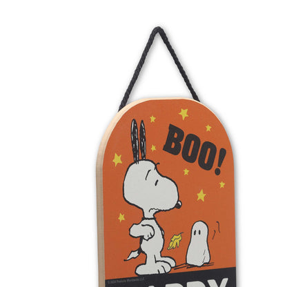 Peanuts Snoopy and Woodstock Happy Haunting Hanging Wood Decor - Fun Peanuts Halloween Decoration for Home