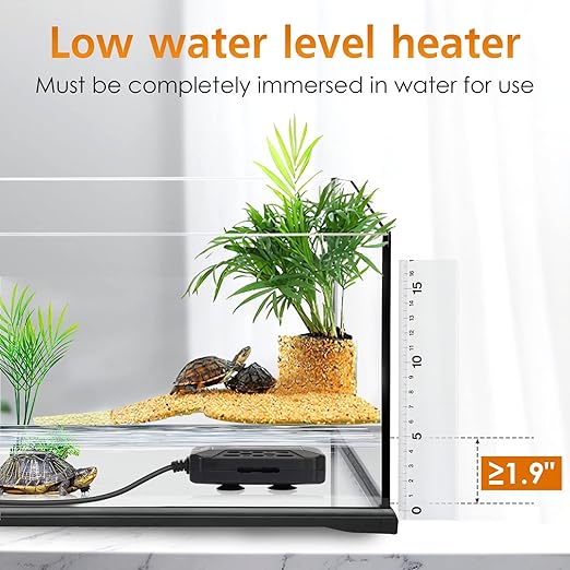 AQQA Aquarium Submersible Heater for Fish Tank,LED Temperature Display and Built-in Thermometer,External Controller Temperature Control Range 59℉-93℉,Safety Control Protects 50W
