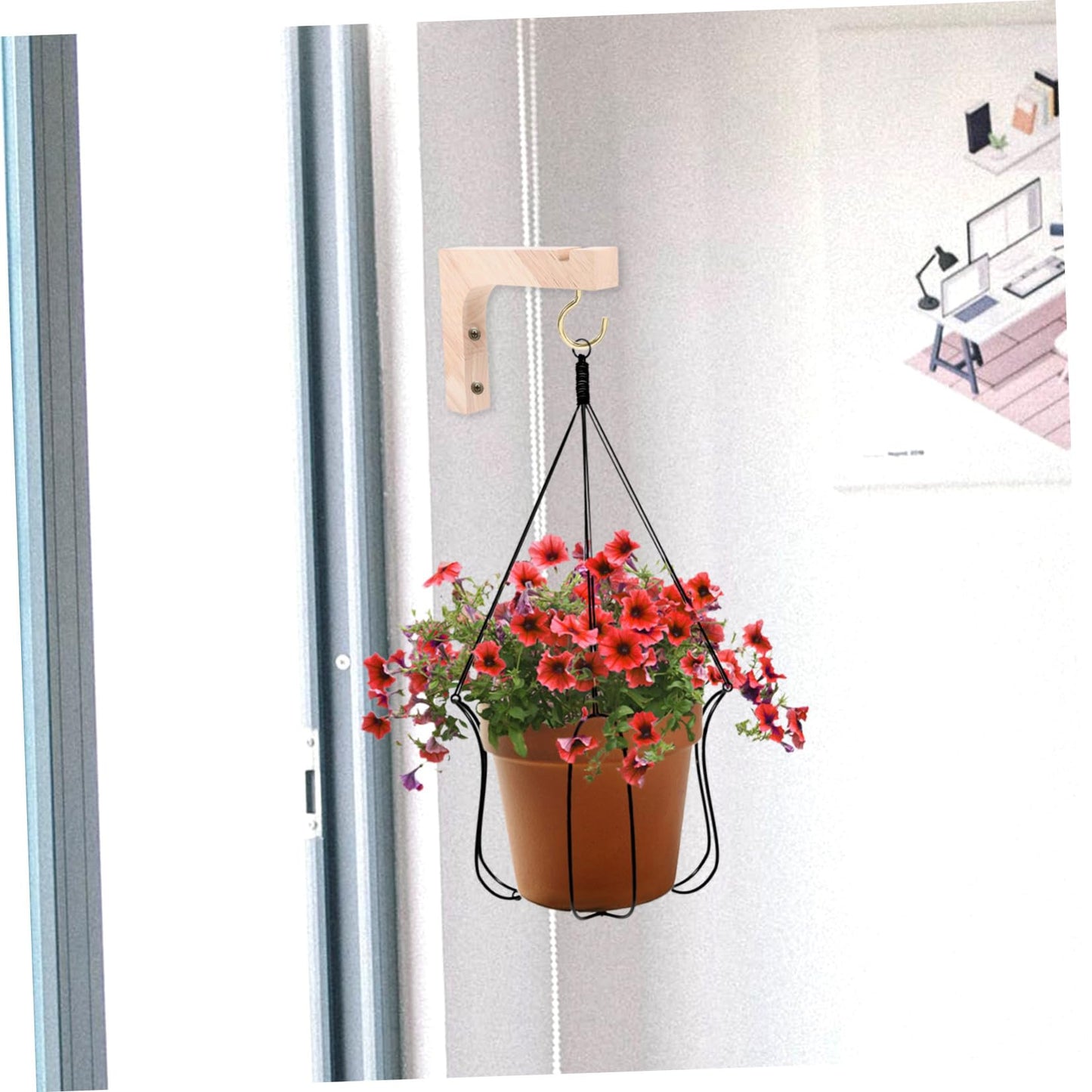 Kisangel 2pcs Wooden Plant Hangers Indoor Wall Plant Hooks Heavy-Duty Wood Brackets for Hanging Pots Indoor Outdoor Gardening