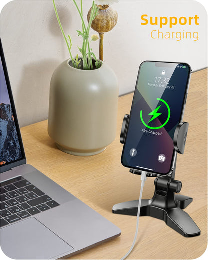 APPS2Car Heavy Duty Phone Stand - Adjustable Desktop Holder for Video Calls, Compatible with 4.7-6.8" Smartphones & Thick Cases, Perfect for Home Office