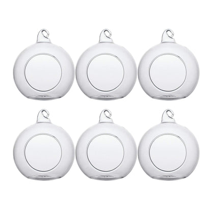 Ecosides Tealight Hanging Holders Hanging Glass Orbs Candle Holders Without 2 Side Hole Candlestick Terrarium Globe(6Pcs)
