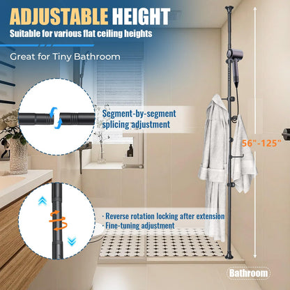 EUIJOIP Coat Rack Freestanding with 12 Hooks - Multi-Purpose Organizer for Entryway, Bathroom, Corner & Plant Storage, No Drilling, Height Adjustable, Stainless Steel
