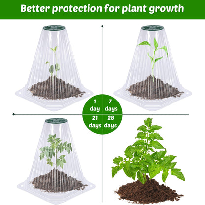 VICAMB 20 Pack Garden Cloches for Plants with 40PCS Ground Stakes,Clear Reusable Bell Covers with Rotatable Vent for Plant Protection,Garden Protector from Animals Birds Chicken,7.9" H X 6.7" D