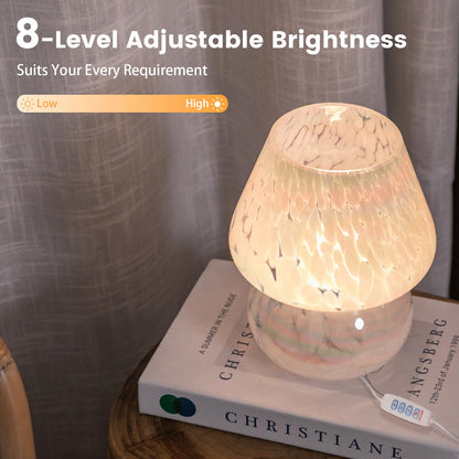 ULAROOM USB Plug-in Mushroom Lamp Small Bedside Table Lamp with 3 Temperature LED Bulb, Free Dimming Nights Light for Bedroom/Living Room/Entryway/Corner Decor or New Home Gift(Rainbow White)