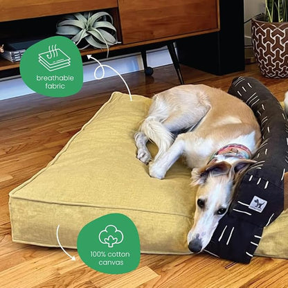 Molly Mutt Elysium Dog Bed Duvet Cover, GOTS-Certified 100% Cotton Canvas Cover for Dog, Puppy, or Cat Bed, Durable, Washable, and Free of Harmful Chemicals, Medium/Large, 27"x36"x5", Yellow