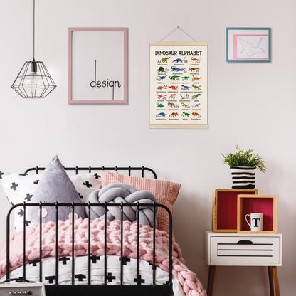 DOI-LANEE Alphabet Dinosaur Poster Hanger Frame 16x12 Inch, Educational Montessori Posters Toddler, ABC Alphabet Nursery Chart for Preschool Classroom Kids Room, Dinosaur Decor