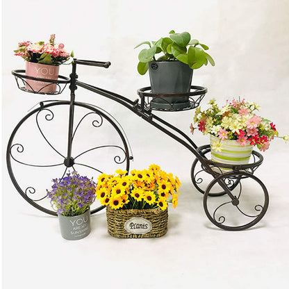 LOYALHEARTDY Bicycle Plant Stand Holder, Metal Flower Pot Holder Display Shelf Elegant Garden Patio Plant Rack Ideal For The Decoration Of Home, Garden, Patio (Black)