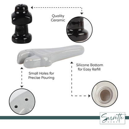 Servette Home Construction Theme Salt and Pepper Shakers for Collectors Kitchen Decor (White & Black)