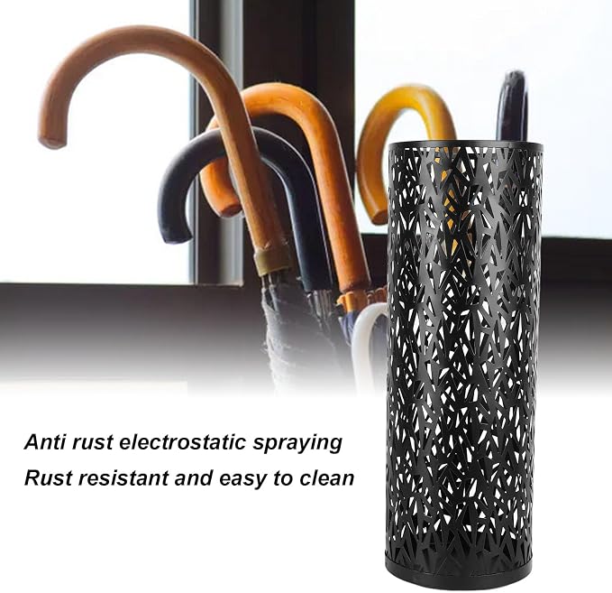 Umbrella Stand Rack for Entryway Metal Hollowed Freestanding Round Umbrella Holder Organizer Bin for Home Hotel Office Decor (Small)