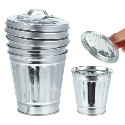IMIKEYA 3pcs Mini Metal Trash Can: Desktop Mini Trash Cans with Lid 3. 5 * 3. 7 Inch Small Garbage Cans Cute Flowerpots Small Trash Can for Desk Storage Bin with Lids for Special Party Favors