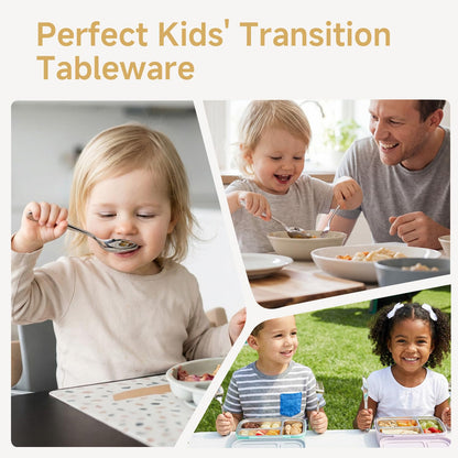 KINGSTONE 6 Pieces Toddler Utensils Set, 18/10 Stainless Steel Kids Silverware, 3 Forks & 3 Spoons, Food-Grade, Cute Car Design, Dishwasher Safe for Children Self-Feeding