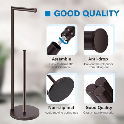 Toilet Paper Holder Stand,Toilet Paper Holder Free Standing,Bronze Toilet Stand Holder for 4 Rolls,Toilet Paper Storage by Bathth