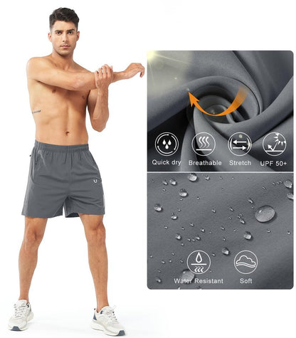 NORTHYARD Men's Athletic Running Shorts Gym Workout 7"/9"/5" Quick Dry Lightweight Sports Basketball Tennis 3 Zipper Pockets SMOKEGREY-5inch 3XL