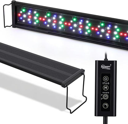 hygger Auto On Off Aquarium LED Light, 4 Mode Lighting Full Spectrum Fish Tank Light 24/7 Timer Colorful Fish/Sun/Nightlight/WRGB Cycle for Freshwater
