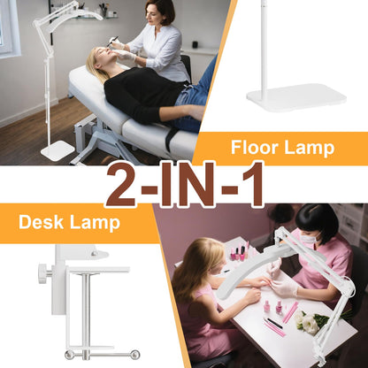 KALVISH 2-in-1 Lash Light - 2026 Upgraded Professional LED Half Moon Lamp for Eyelash Extensions, Tattoo, Nail Artists, Salon SPA, Adjustable Brightness & Color Temperature, Remote Control, White