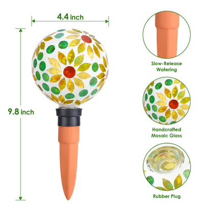 Chonsun Plant Watering Globes Mosaic Self Watering Spikes 2 Pack for Indoor Outdoor Plants Automatic Plant Waterer Plant Watering Devices for Vacations Pot