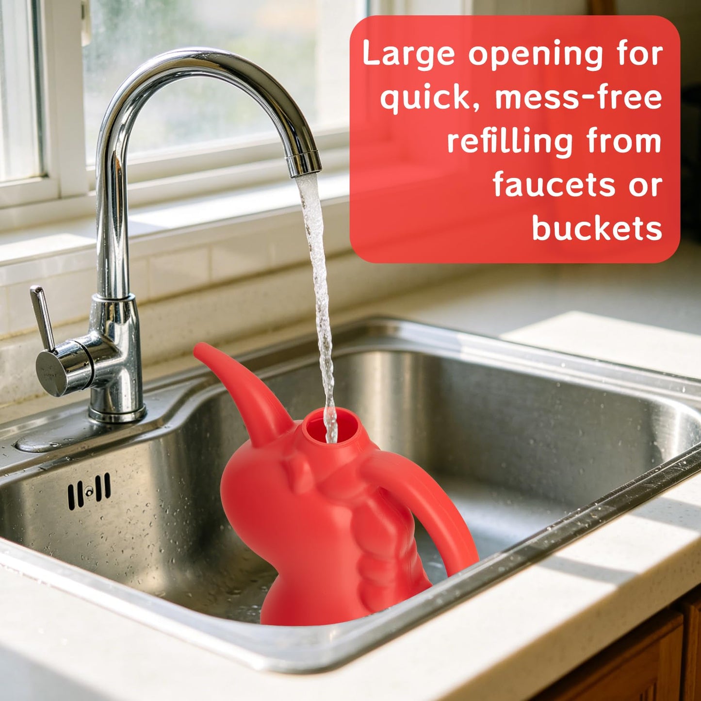 XXXFLOWER Unicorns Indoor Watering Can, 1 L Cute Animal Water Cans, Novelty Unicorns Shape Watering Pot for Office House Indoor Garden（Red）