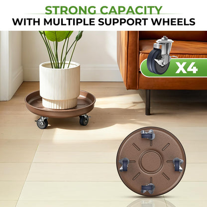 Parsagi Plant Saucer 12" Rolling Plant Caddy Rolling Plant Stand with Wheels – Heavy Duty Metal, Locking, Sturdy, Rust-Resistant Finish, and Easy to Move, 310 lb Capacity