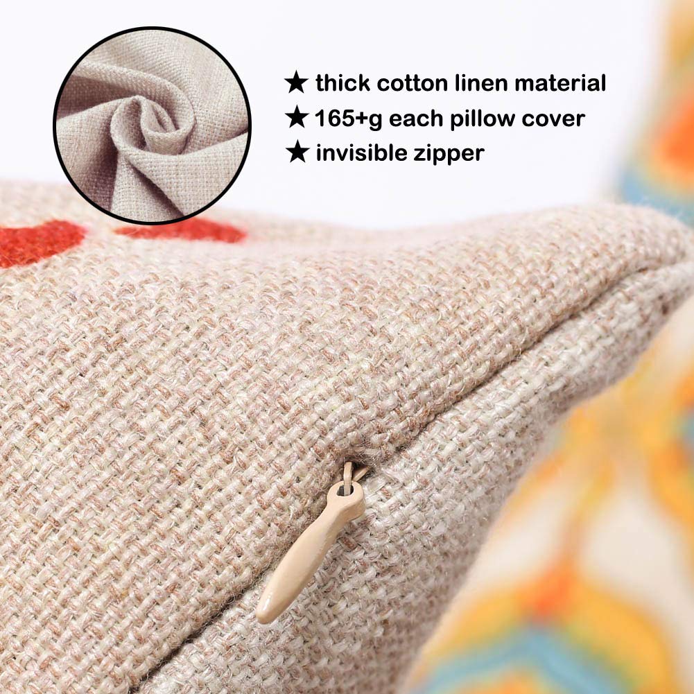 TRENDIN Vintage Halloween Pillow Cover, 18x18 inch Farmhouse Orange and Black Crow Square Throw Pillowcase Home Chair Office Linen Cushion Cover for Sofa Couch PL726TR