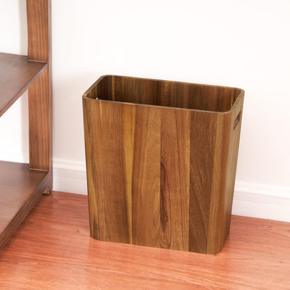 LiTY 3 Gallons Wooden Wastebaskets, Solid Acacia Wood Waste Basket with Handles, Rectangular Trash Can, Garbage Bin for Bedroom, Bathroom, Kitchen, Living Room, Office Decorative