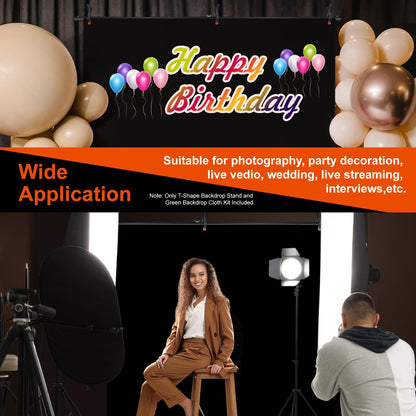 LINCO Lincostore 5x6.7ft Backdrop Stand, Portable Black Photo Backdrop Background with T-Shape Stand, Carry Bag, Spring Clamp for Photography Party Decoration Streaming Studio (Black Backdrop)