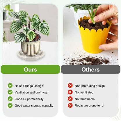 M METERXITY 2-Pack Plant Saucer, 6.3 Inch/16 cm Plastic Plant Trays Thicker for Pots/Indoor/Outdoor/Water Drainage and Protection, Flowerpot Drip Tray [Mocha]