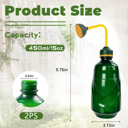 2 Pack Small Watering Can, 2 in 1 Spray Head Functionality, 450ML Squeeze Garden Plant Watering Can for Seedlings Indoor/Outdoor Plants(Green)