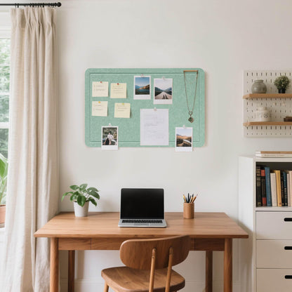 Lightomorrow Bulletin Board, 24 x 18 Inches Cork Board Alternative Decorative Felt Pin Board with Safe Removable Adhesives & 24 Push Pins for Home Office Classroom Walls-Jargon Jade