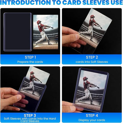2000 Card Sleeves Top Loaders for Cards, 3" x 4" Hard Plastic Toploaders, Baseball Card Protectors, Trading Card Holder for Football Sports Cards (1000 Toploaders + 1000 Penny Sleeves)