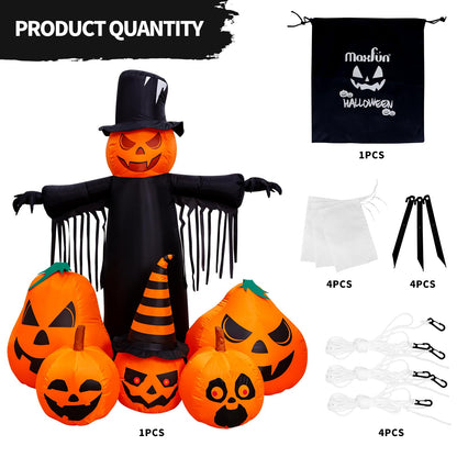 Max Fun 7FT Halloween Inflatables Pumpkin Decorations with LED Build-in Halloween Yard Decoration Blow Up Inflatables for Outdoor Indoor Garden Lawn (7Ft-Halloween Pumpkin)