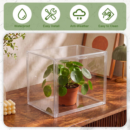 Novabright Mini Greenhouse Indoor, Clear Portable Tabletop Green House with Magnetic Door for Seed Starting, Plant Grow Warmer and Home Gardening Display (14.1 x 10.6 x 9 Inch)